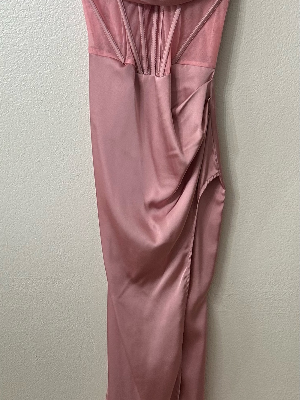 Satin Draped Slip Dress in Dusty Rose